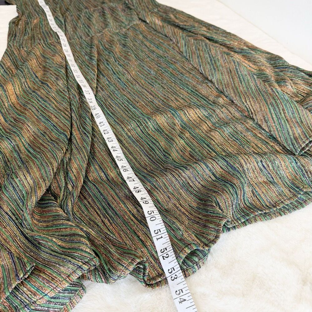 Boston Proper Metallic Green Gold Maxi Dress V-Neck NWT Women’s L - Picture 10 of 14